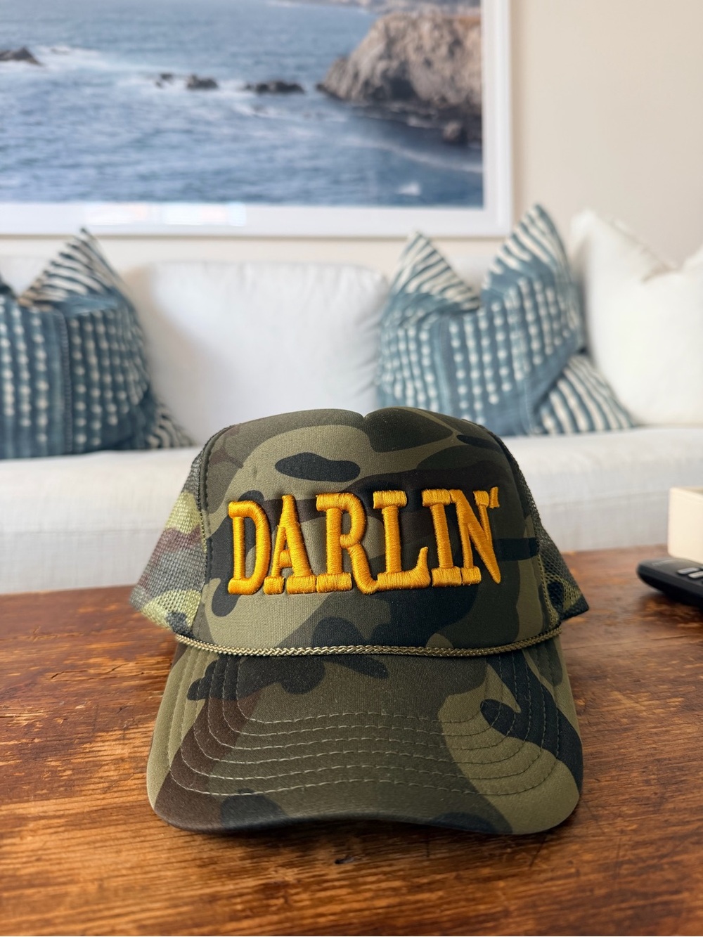 Darlin' Camouflage Trucker Hat Western Cowgirl or Coastal Cowgirl